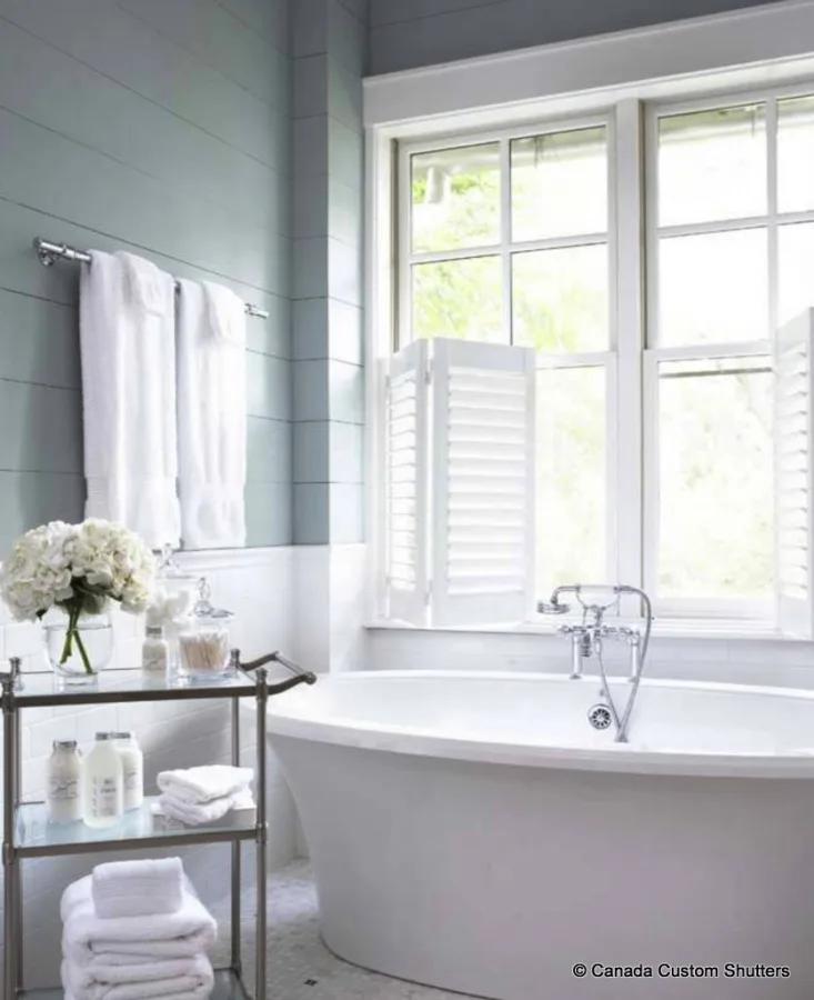 interior shutters in bathroom