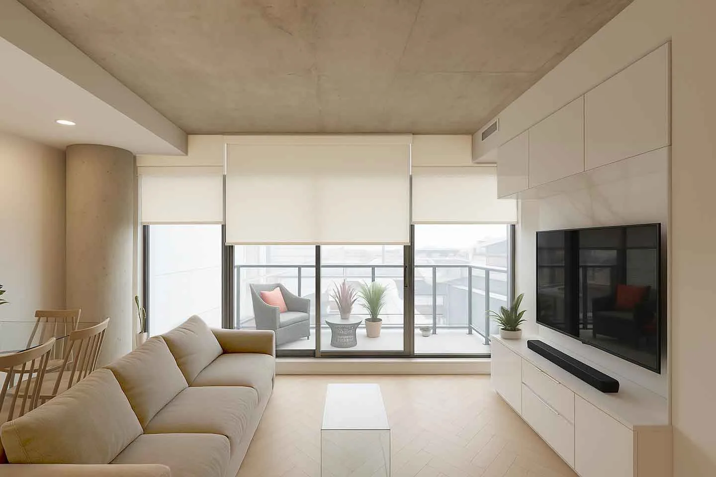 Installed custom blinds in modern living room